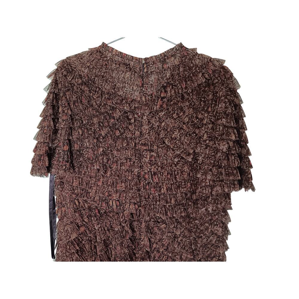 New with Tags Mac Duggal 8042 Brown Multi Tiered Ruffle Chiffon Gown Dress Sz 20 - Picture 12 of 16